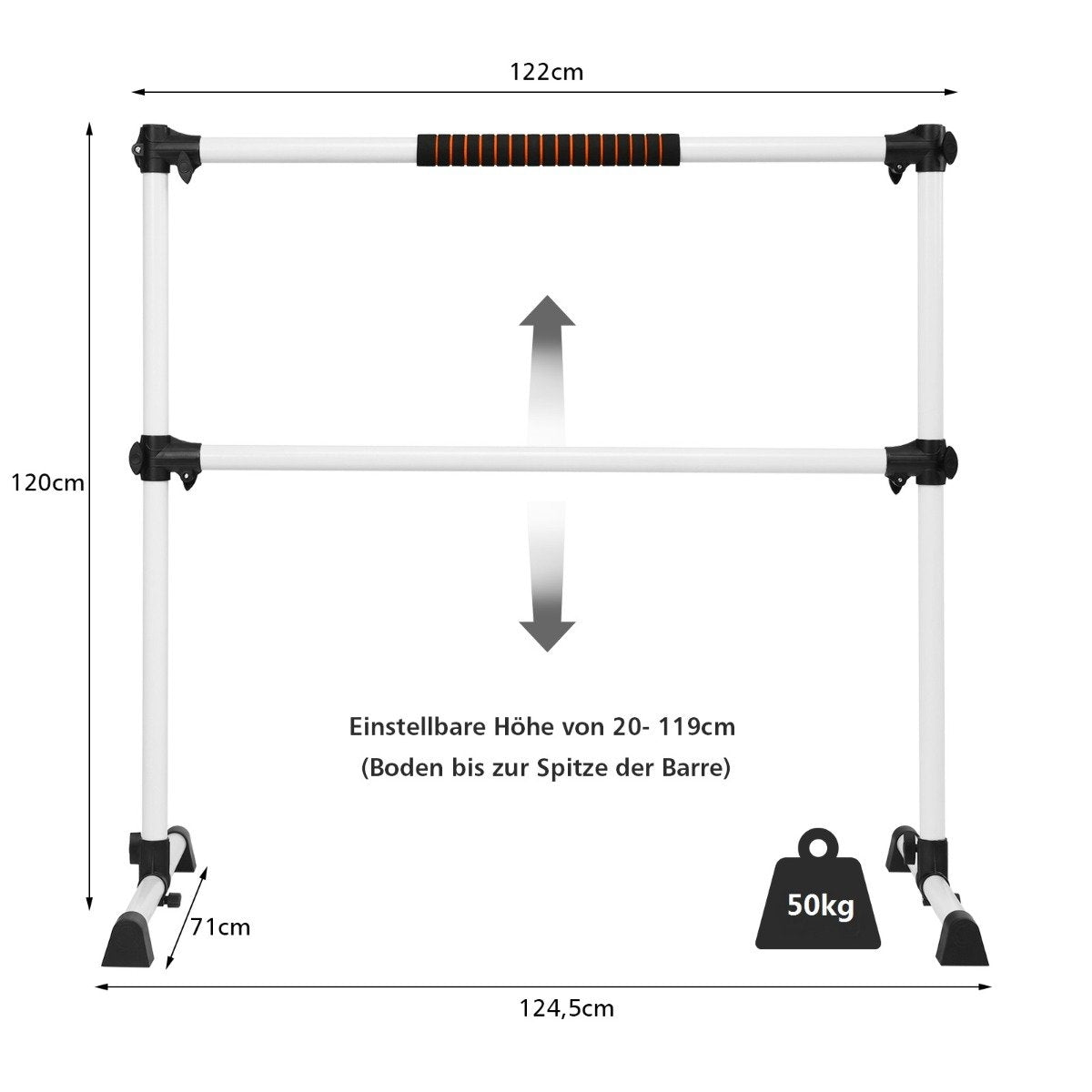 Adjustable Ballet Barre, Portable with Non-Slip Feet