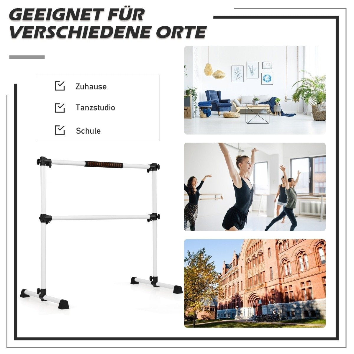 Adjustable Ballet Barre, Portable with Non-Slip Feet