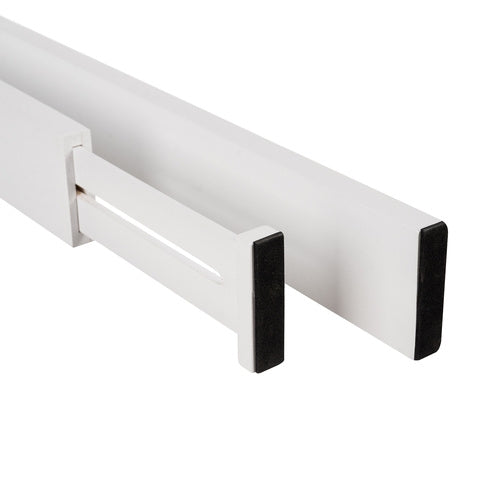 Adjustable Bamboo Drawer Organizer, White, 4-Pack
