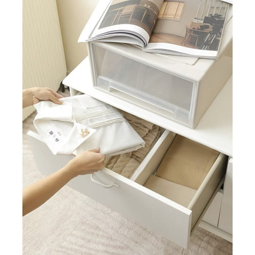 Adjustable Bamboo Drawer Organizer, White, 4-Pack
