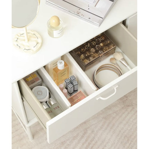 Adjustable Bamboo Drawer Organizer, White, 4-Pack