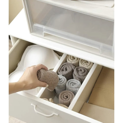 Adjustable Bamboo Drawer Organizer, White, 4-Pack