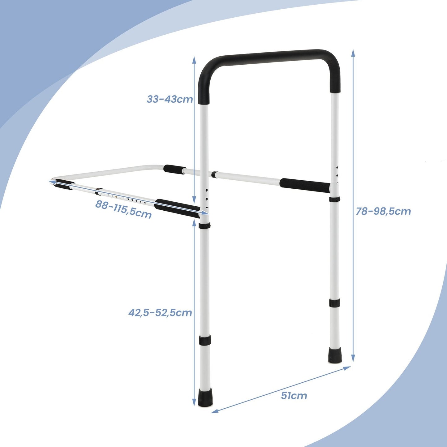 Adjustable Bed Rail, Safety Support for Seniors, 160kg Capacity