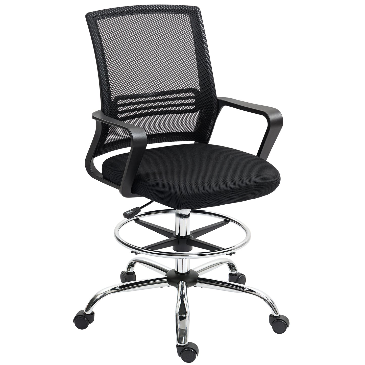 Adjustable Black Mesh Office Chair with Footrest