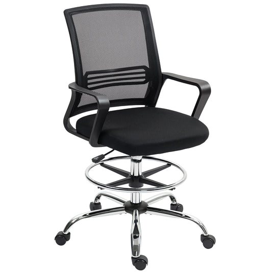 Adjustable Black Mesh Office Chair with Footrest