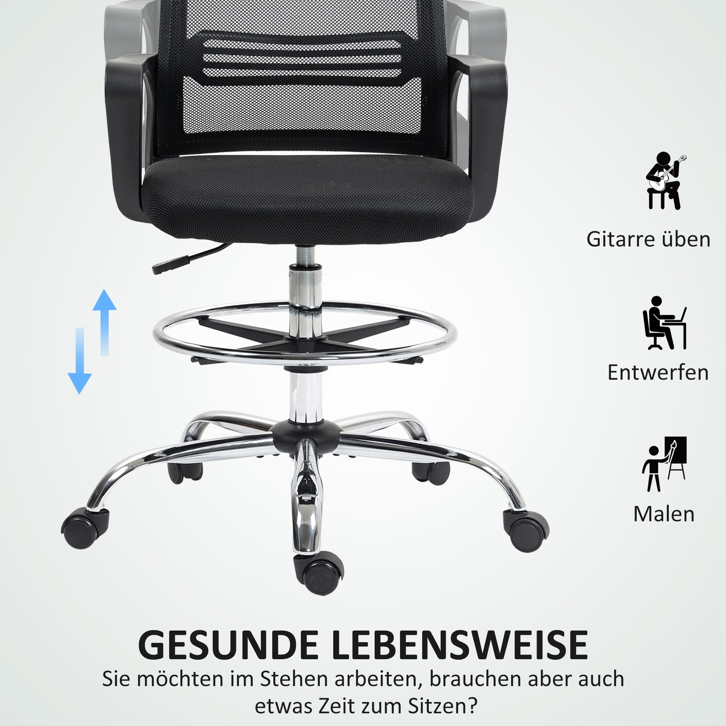 Adjustable Black Mesh Office Chair with Footrest