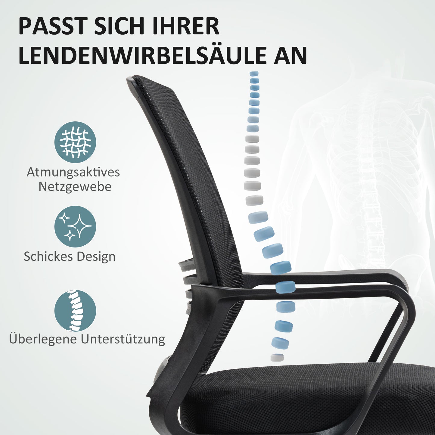 Adjustable Black Mesh Office Chair with Footrest