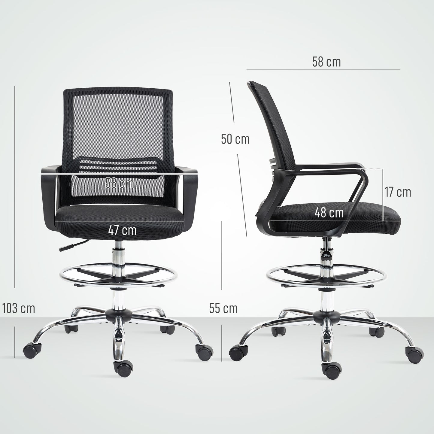 Adjustable Black Mesh Office Chair with Footrest