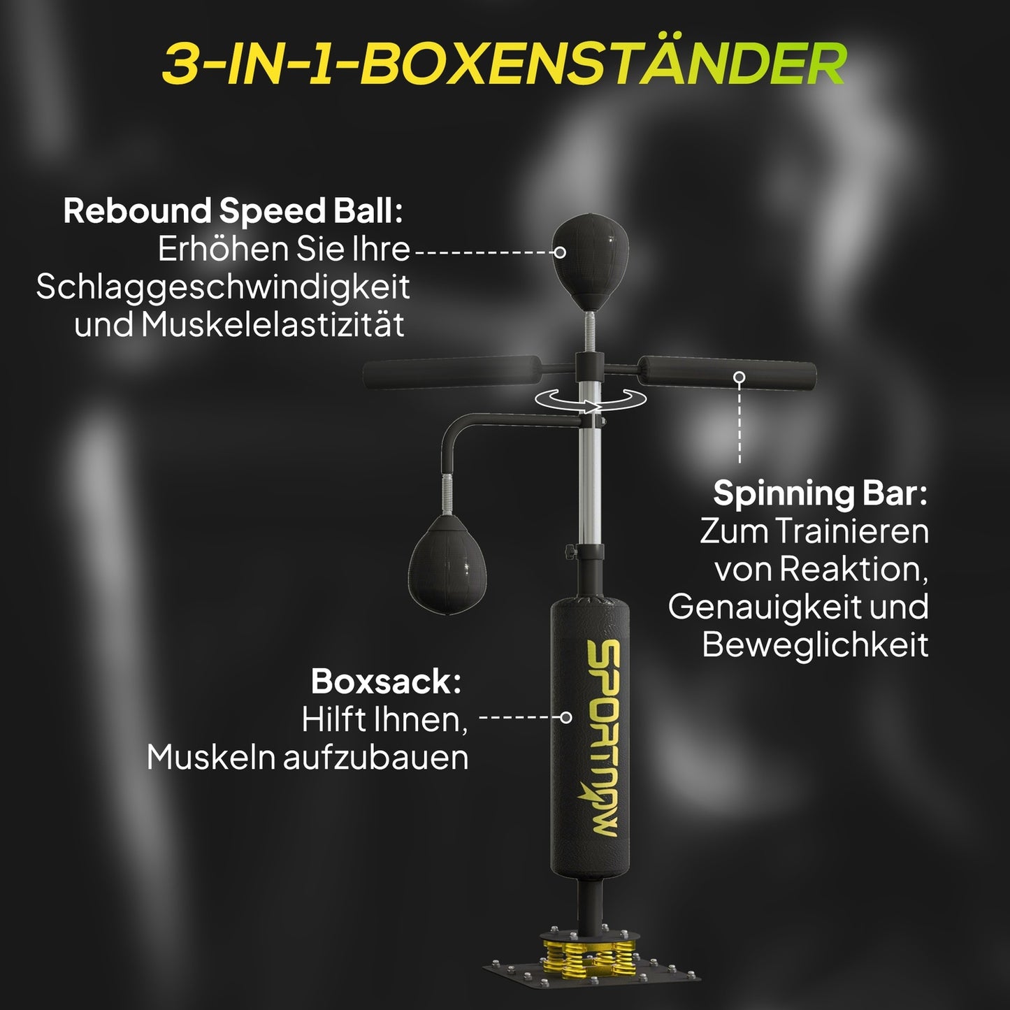 Adjustable Boxing Stand with Speedballs, Kick Pad, Steel