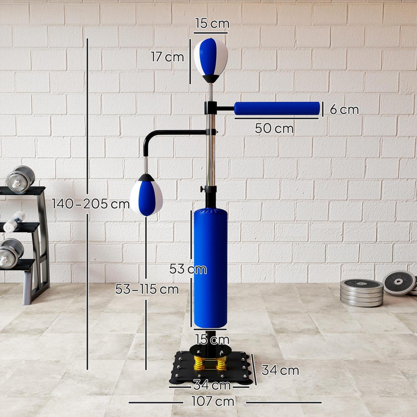Adjustable Boxing Stand with Speedballs and Kick Pad