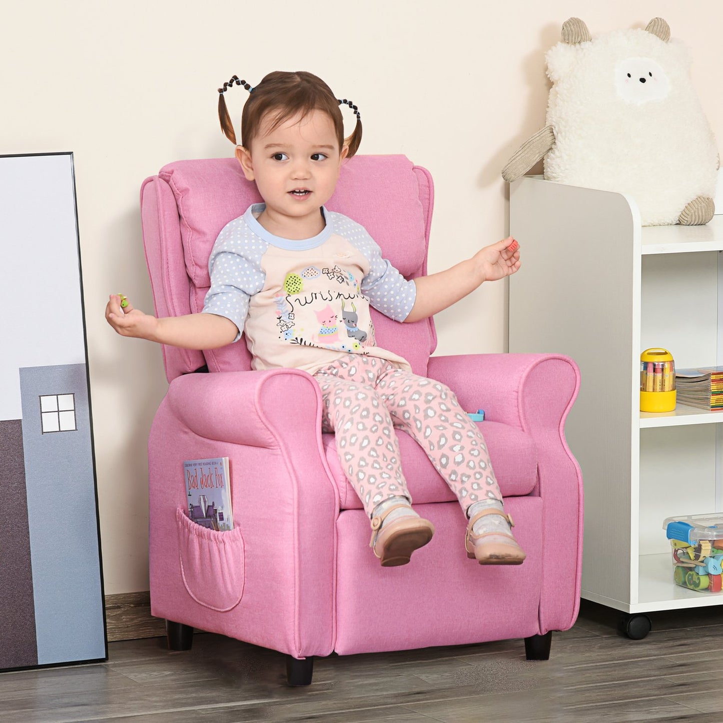 Adjustable children's sofa with footrest, Pink, 3-5 years