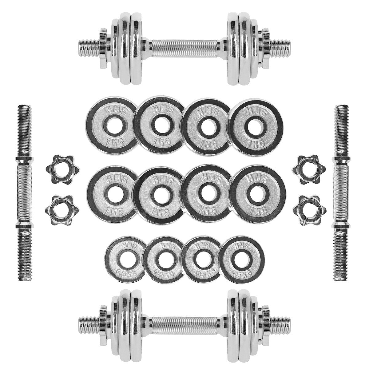 Adjustable Chrome Dumbbells with Case, 15kg