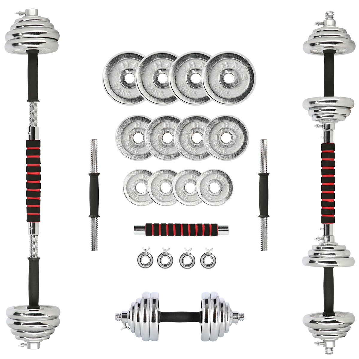 Adjustable Chrome Dumbbells with Case, 20kg Set