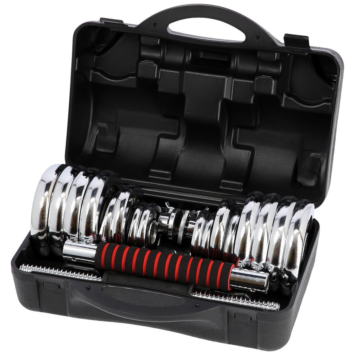 Adjustable Chrome Dumbbells with Case, 30kg Set