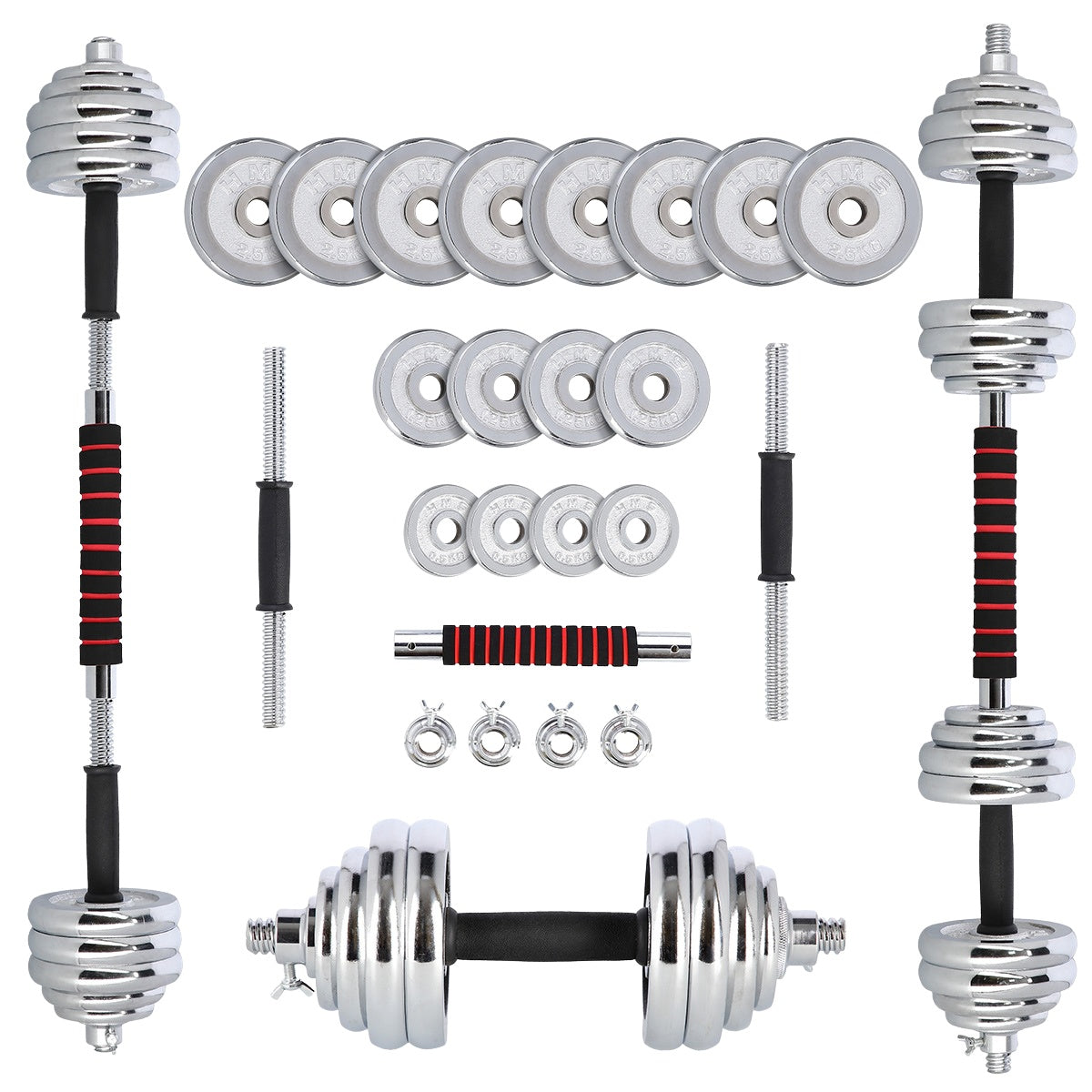 Adjustable Chrome Dumbbells with Case, 30kg Set