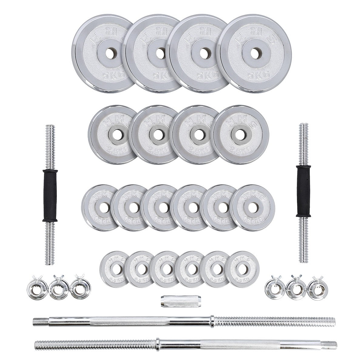 Adjustable Chrome Dumbbells with Case, 50kg Set