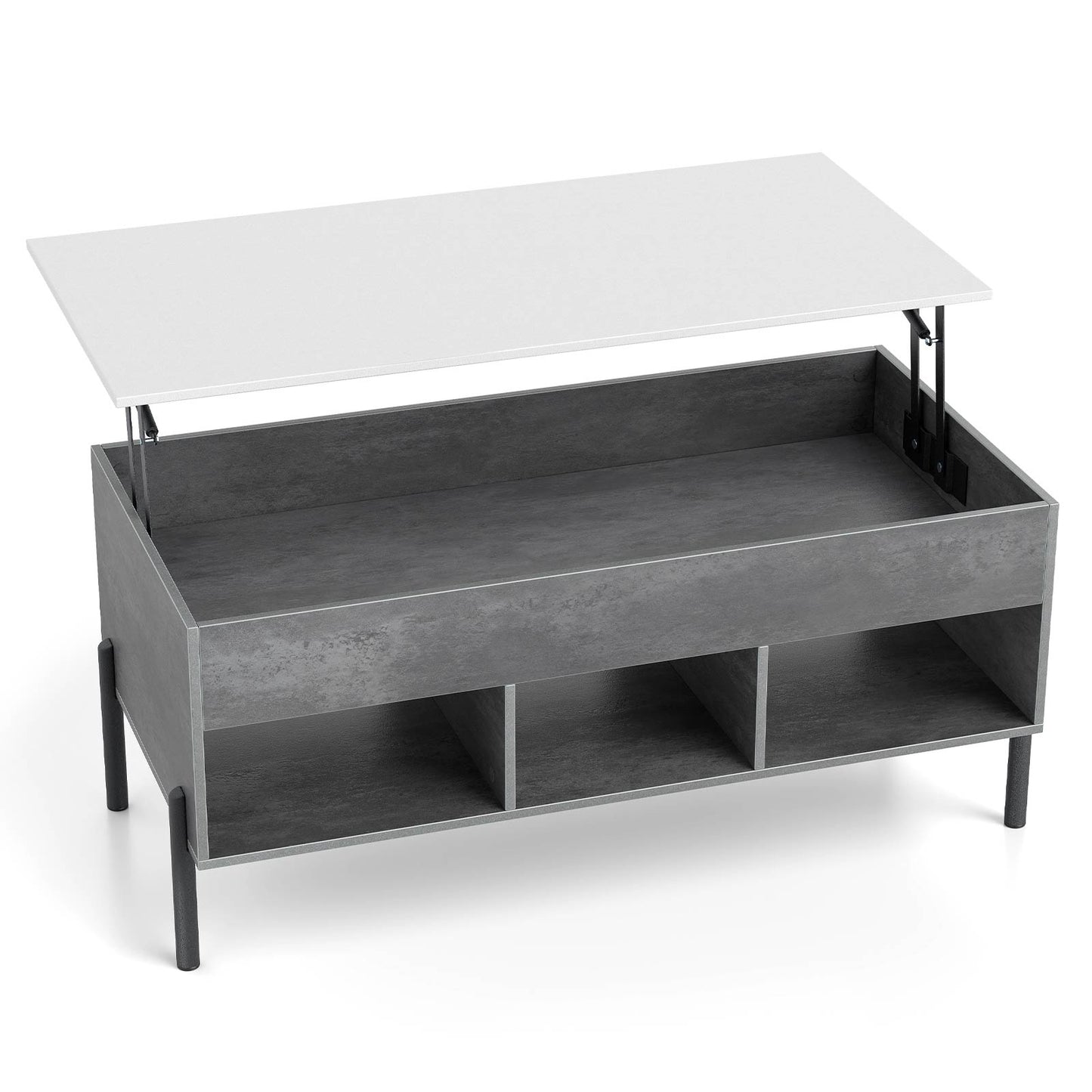 Adjustable Coffee Table with Lift-Top, Storage, Gray