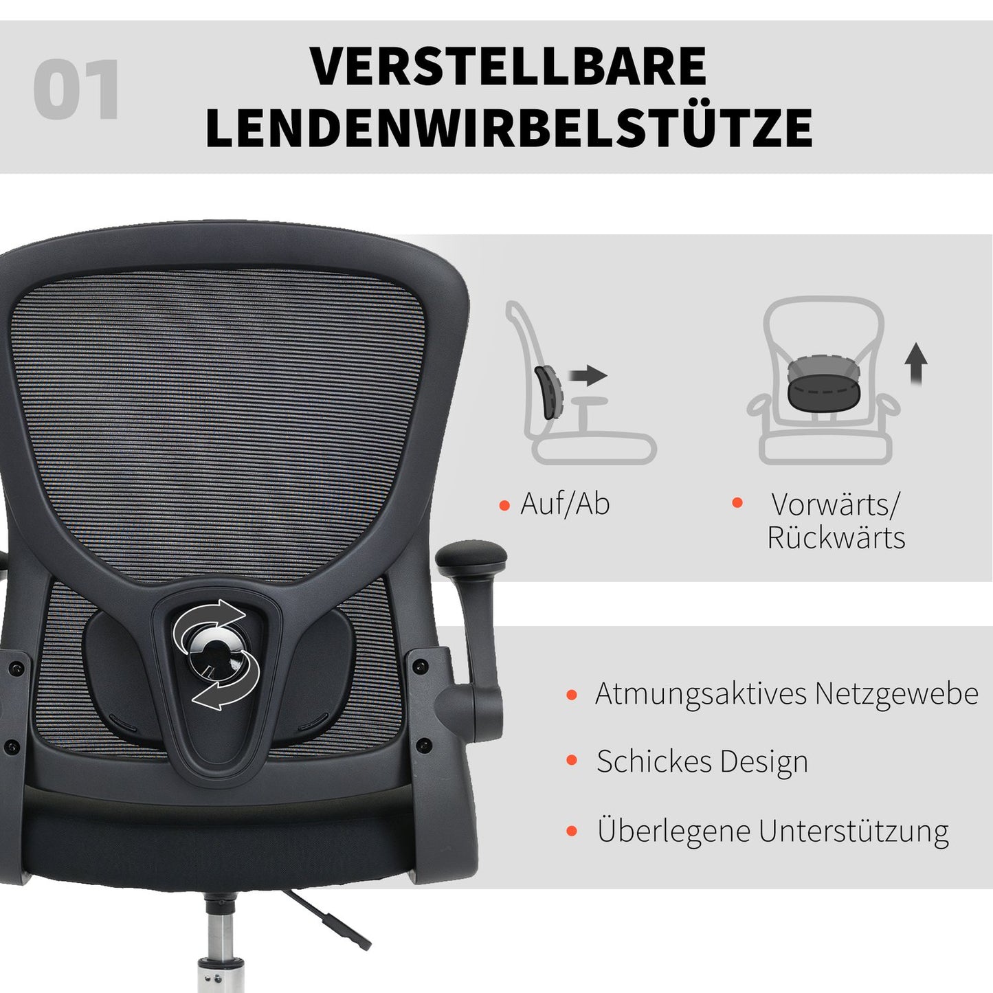 Adjustable Drafting Chair with Lumbar Support – Black