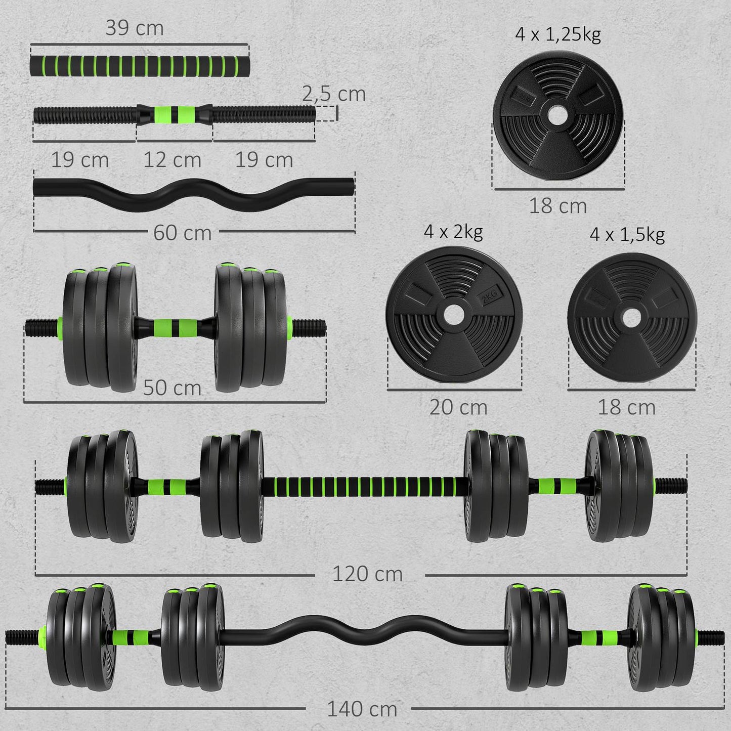 Adjustable Dumbbell Set 20KG – 3-in-1 Home Gym Equipment