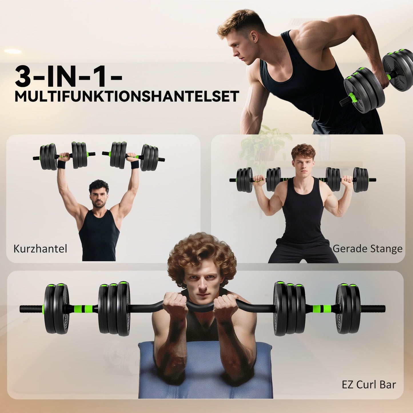 Adjustable Dumbbell Set 20KG – 3-in-1 Home Gym Equipment