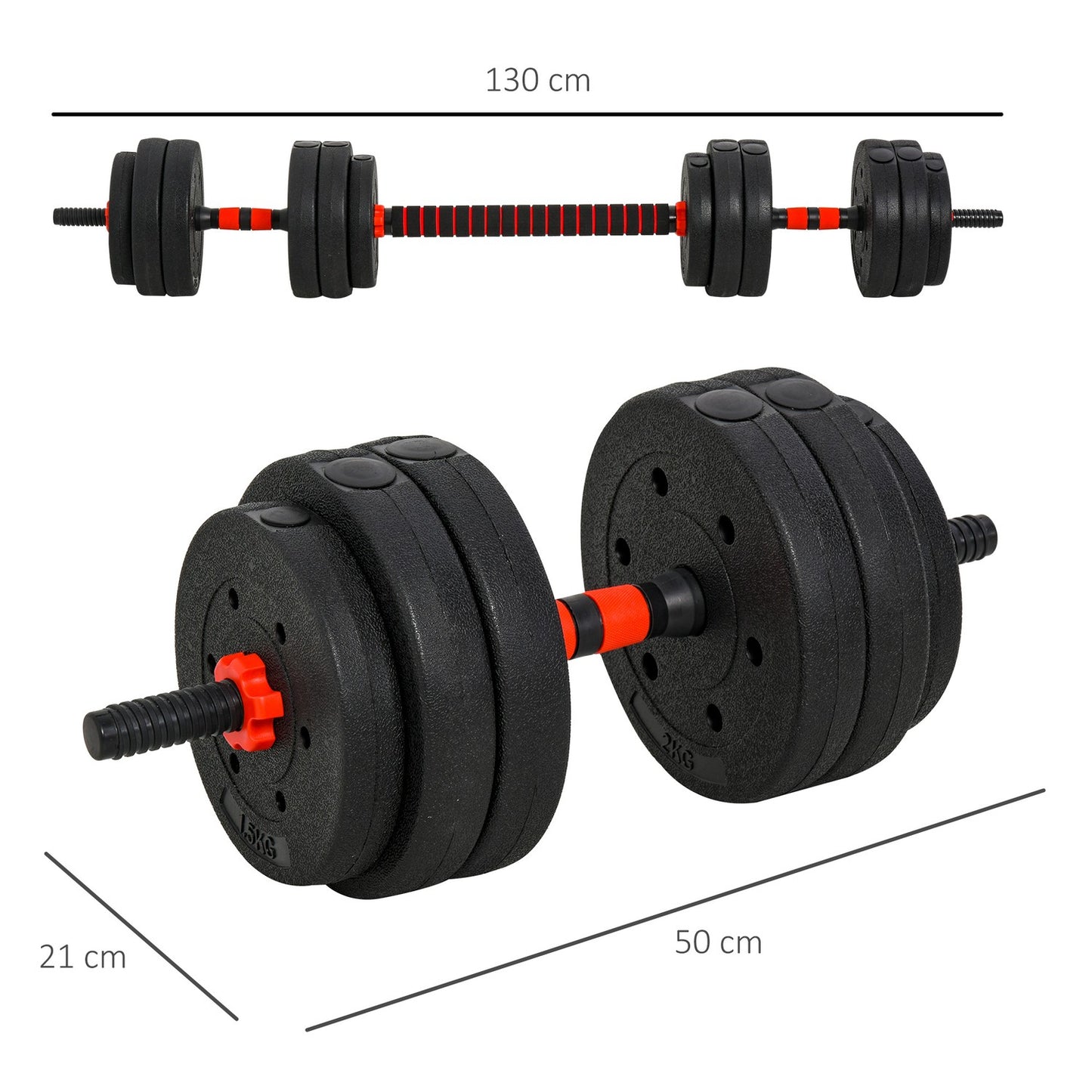 Adjustable dumbbell set 25 kg for strength training