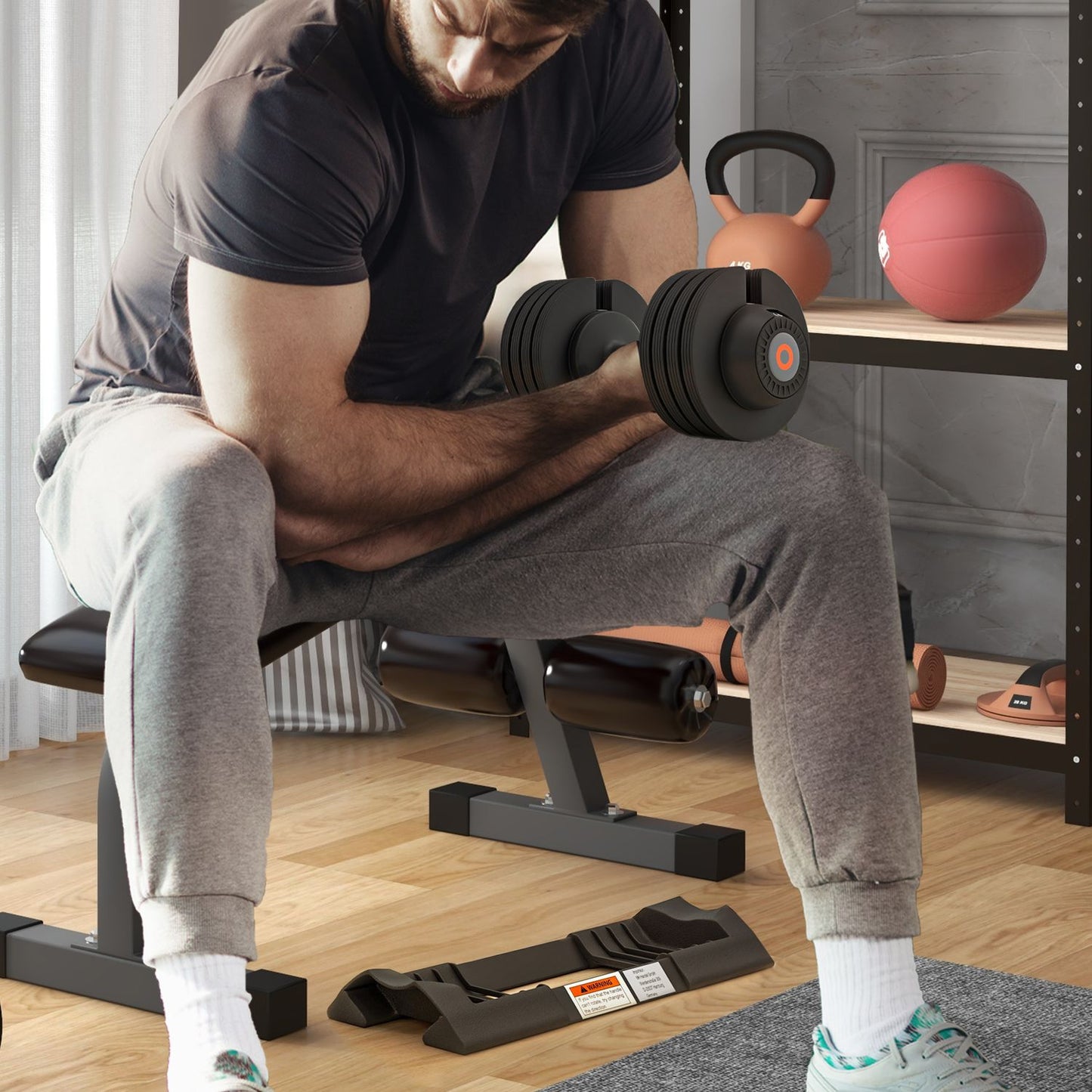 Adjustable Dumbbell Set, 6–20 kg with Non-Slip Grip