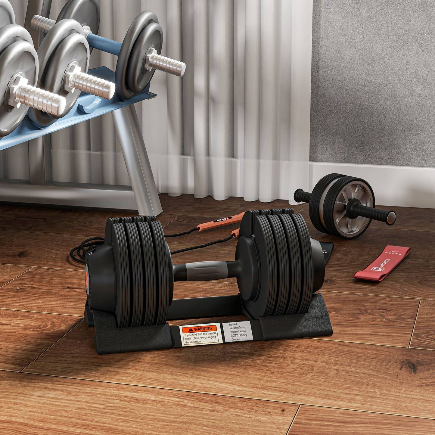 Adjustable Dumbbell Set – 7 to 24 kg, Non-Slip Grip