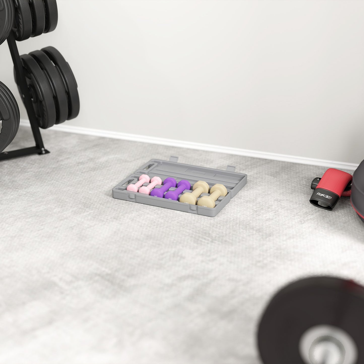 Adjustable Dumbbell Set with Case, 6 Pairs: 0.5kg to 1.5kg