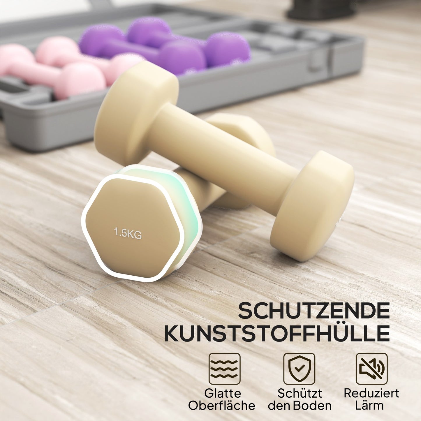 Adjustable Dumbbell Set with Case, 6 Pairs: 0.5kg to 1.5kg