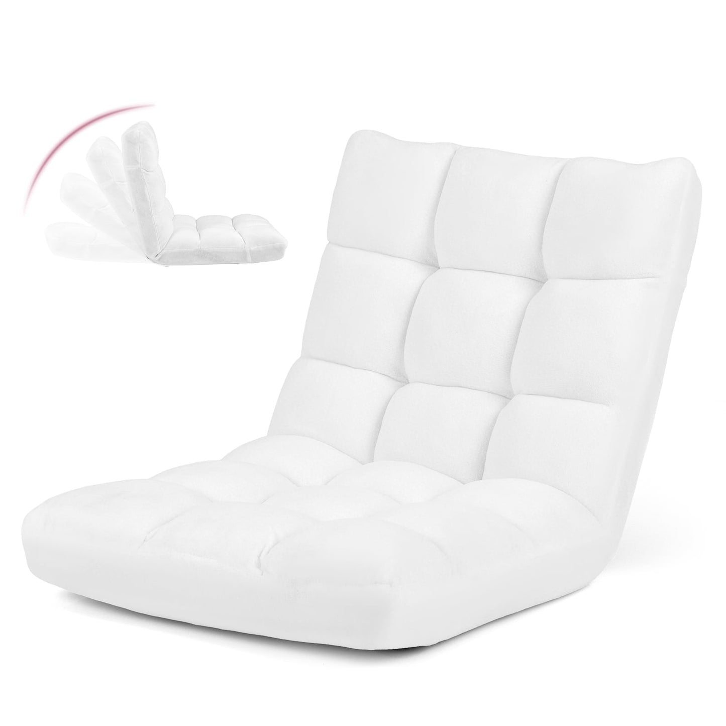 Adjustable Floor Chair, Foldable, 14 Positions, White