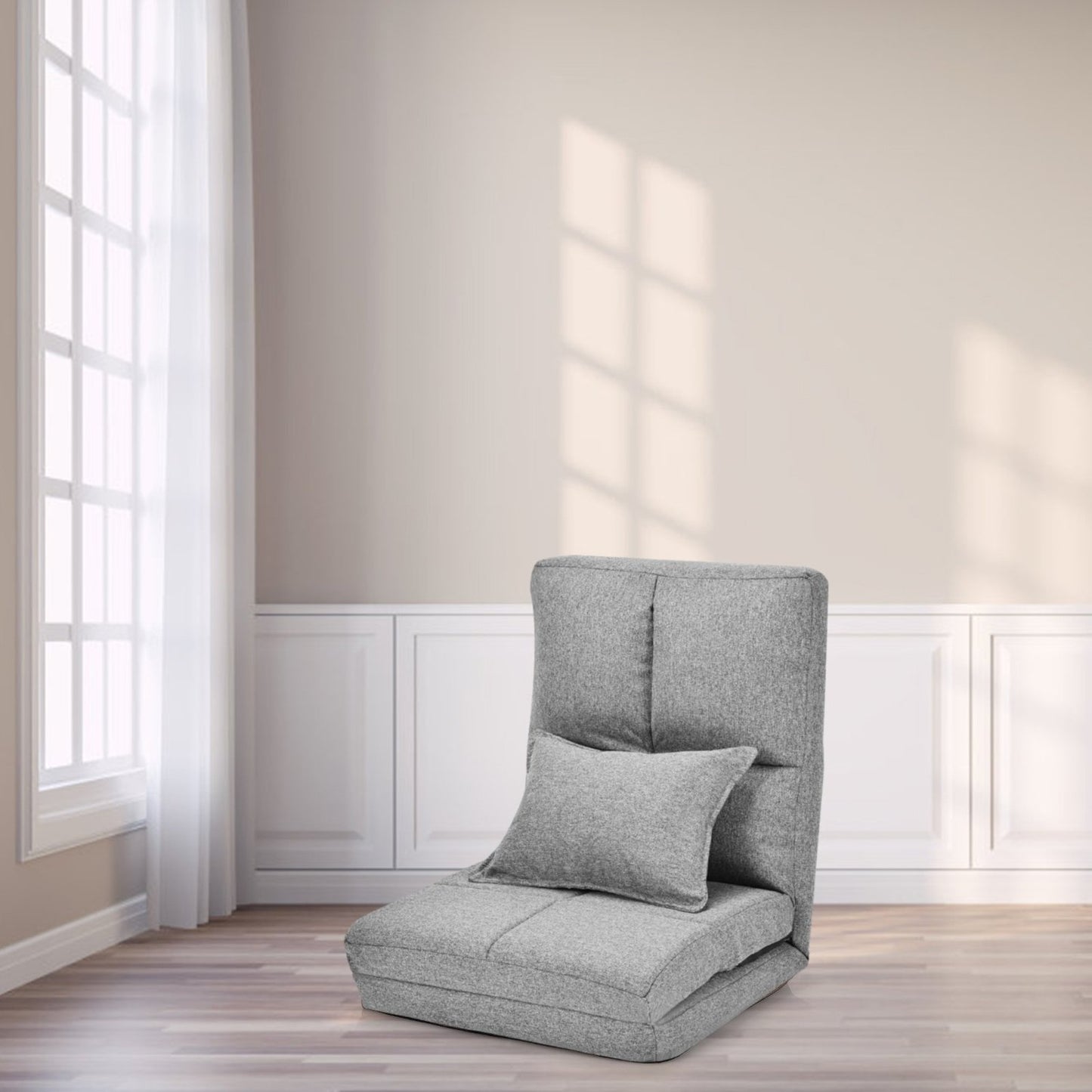 Adjustable Floor Chair Folding Floor Sofa with Soft Cushion Floor Chair Gray
