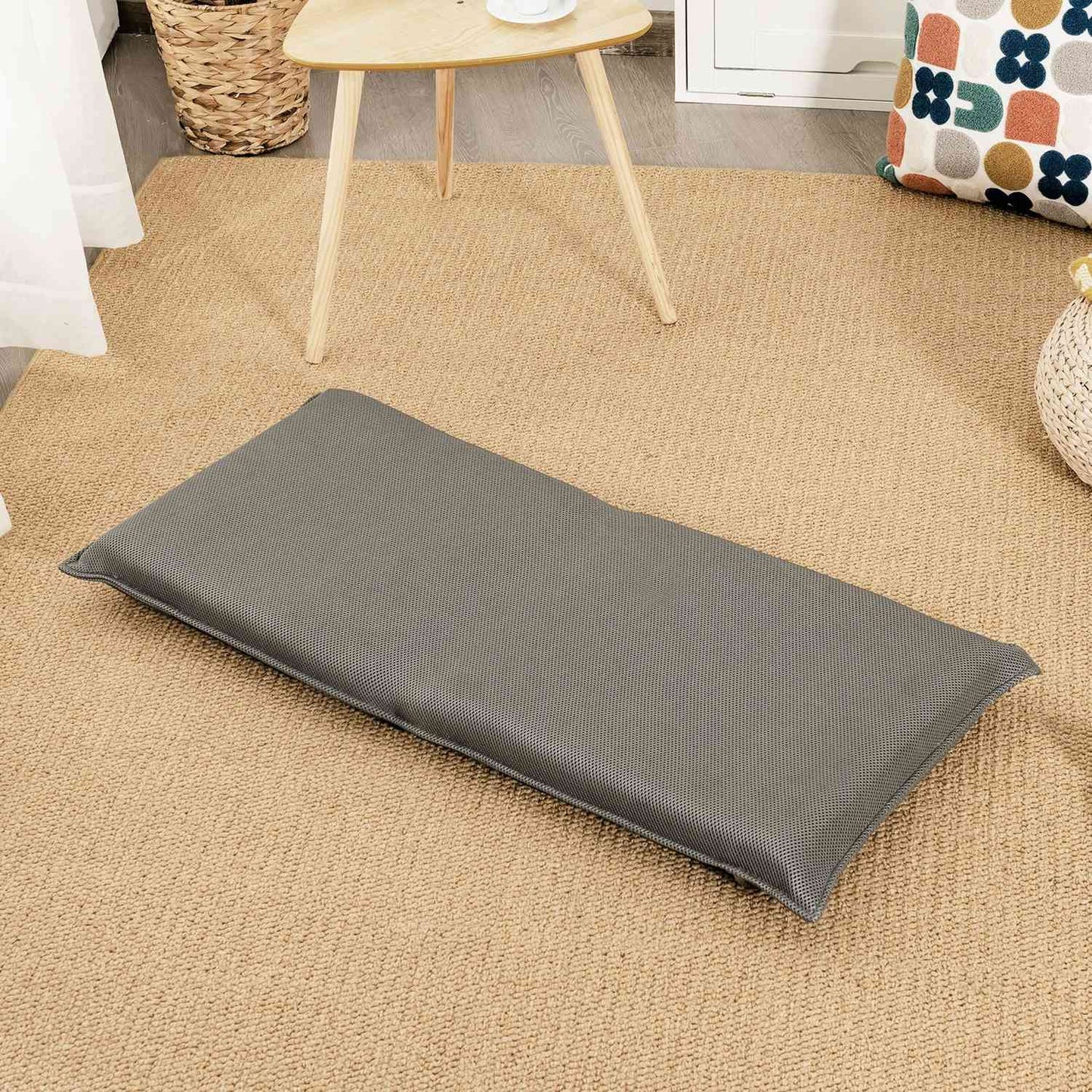 Adjustable Floor Chair with 6-Position Backrest, Grey