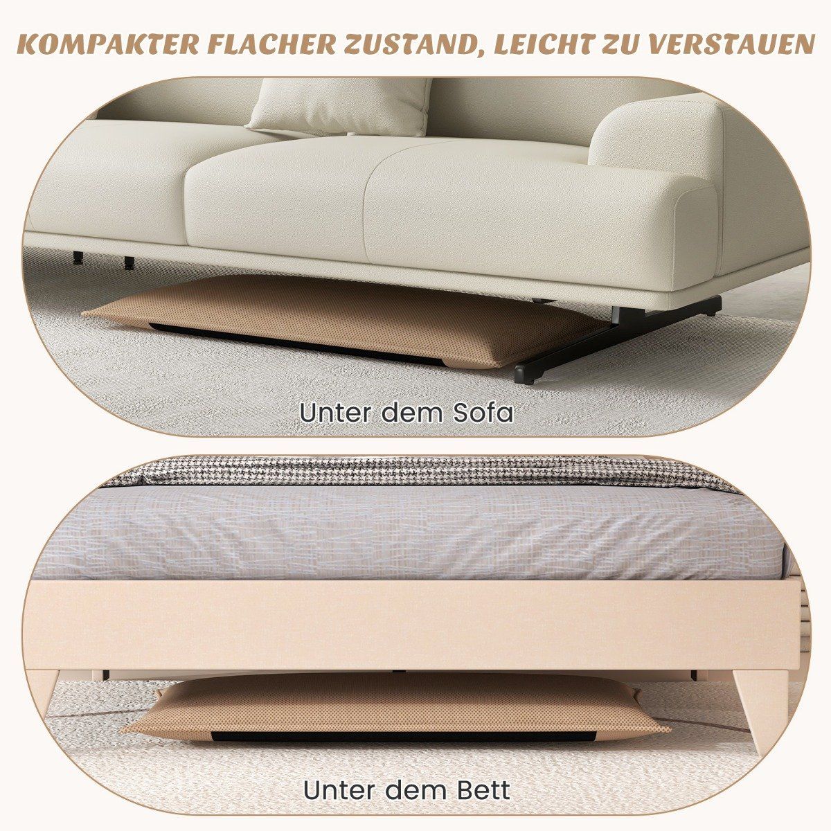 Adjustable Floor Chair with 6-Position Recline, Beige