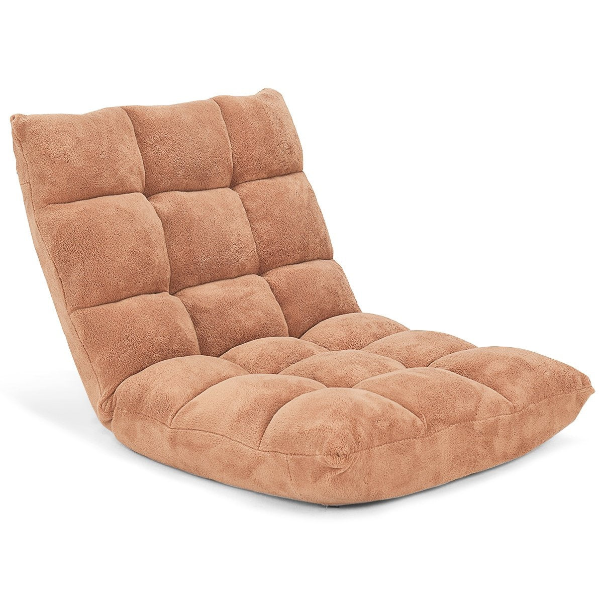Adjustable Floor Chair with Coral Velvet, 105x56x15 cm, Beige