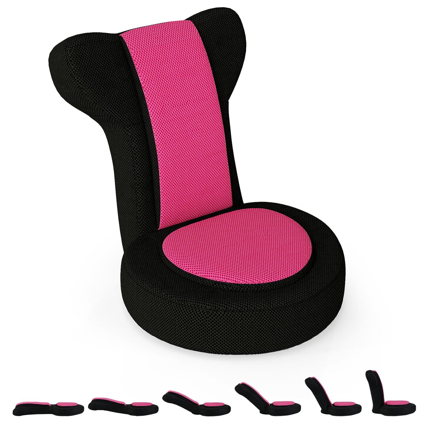 Adjustable Floor Chair with Headrest & Backrest, Pink