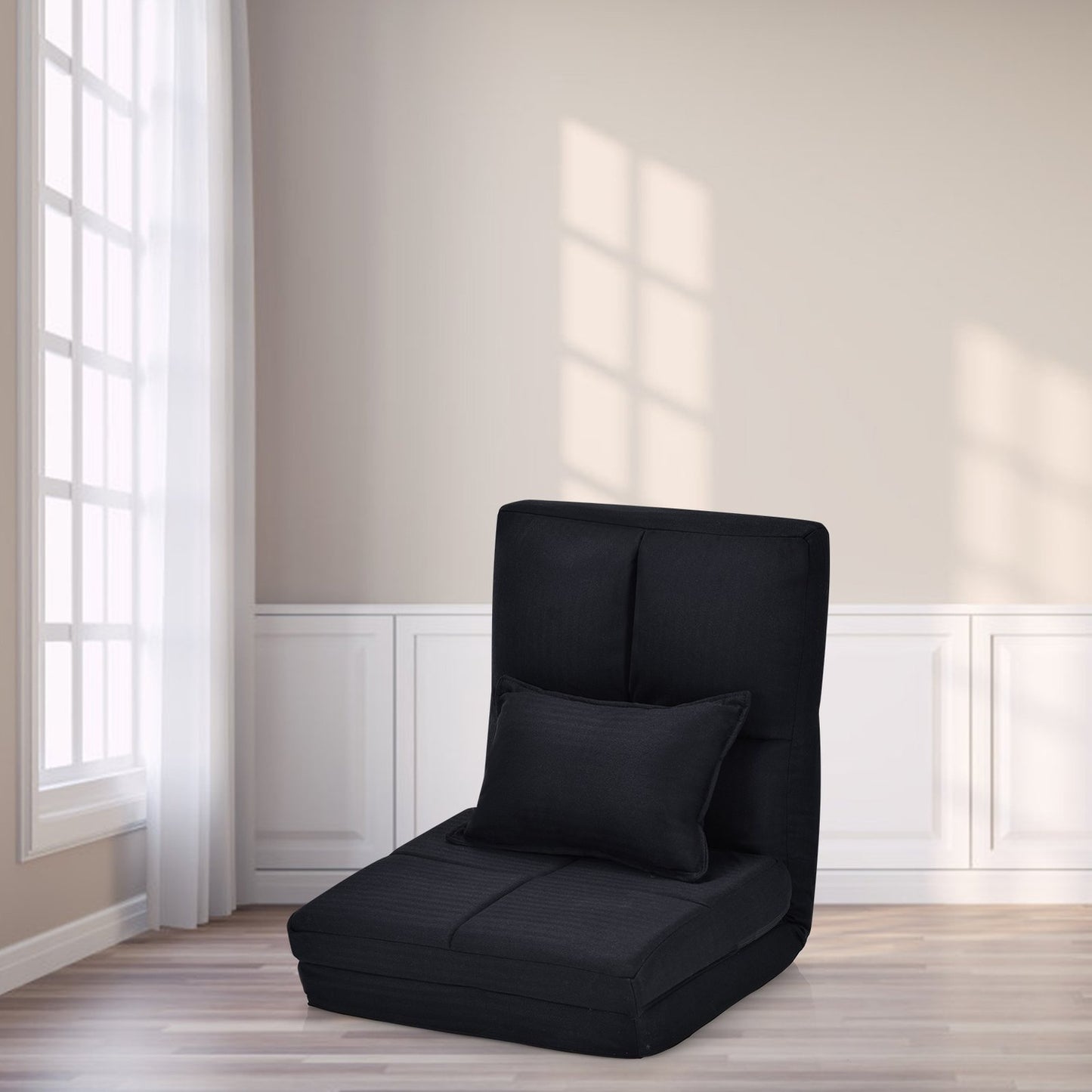 Adjustable Floor Chair with Soft Cushion, Black, 6 Positions