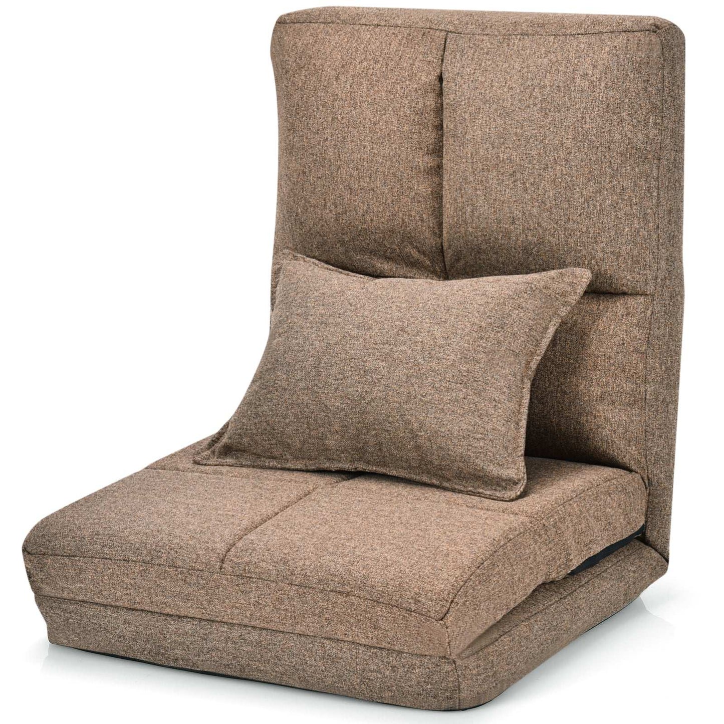 Adjustable Floor Chair with Soft Cushion, Brown, 6 Positions