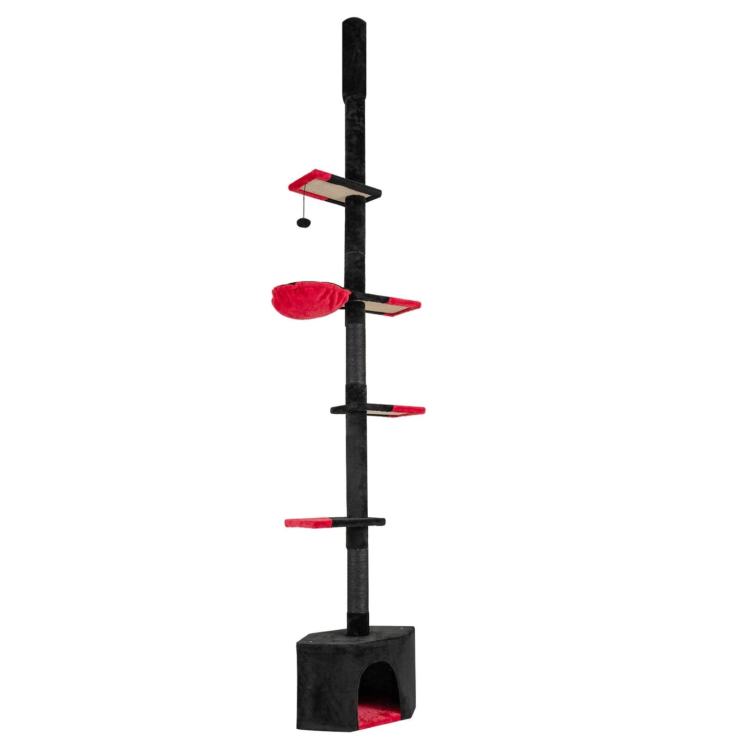 Adjustable Floor-to-Ceiling Cat Tree, 5 Levels, Black