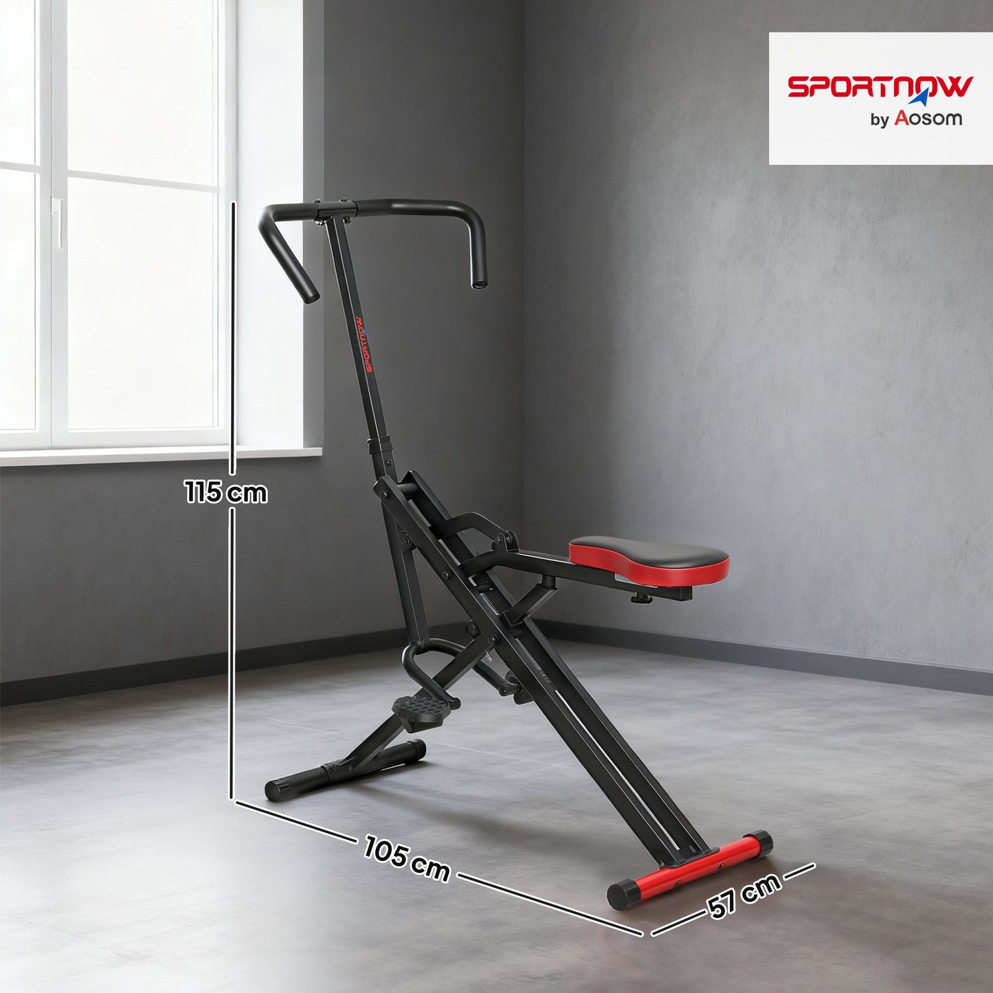 Adjustable Folding Full-Body Exercise Machine, Metal, Red