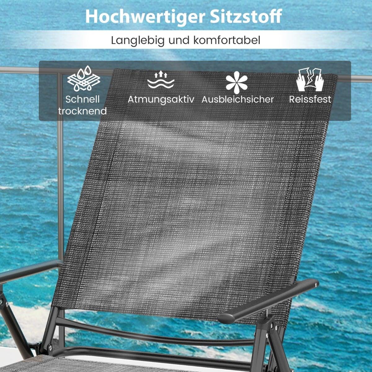 Adjustable Folding Sun Lounger Set – Grey, 2 Pieces