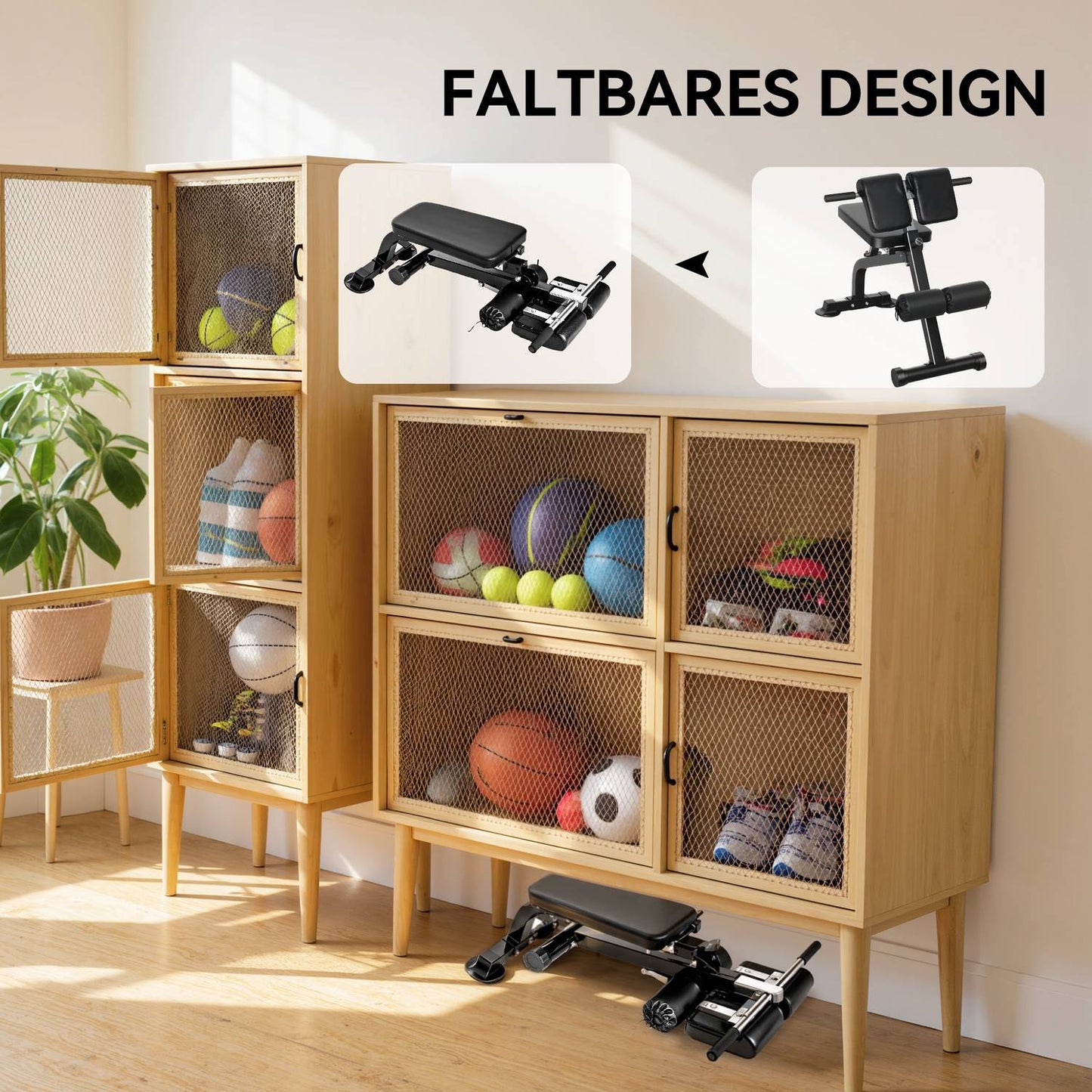 Adjustable Folding Weight Bench, Steel Frame, Black