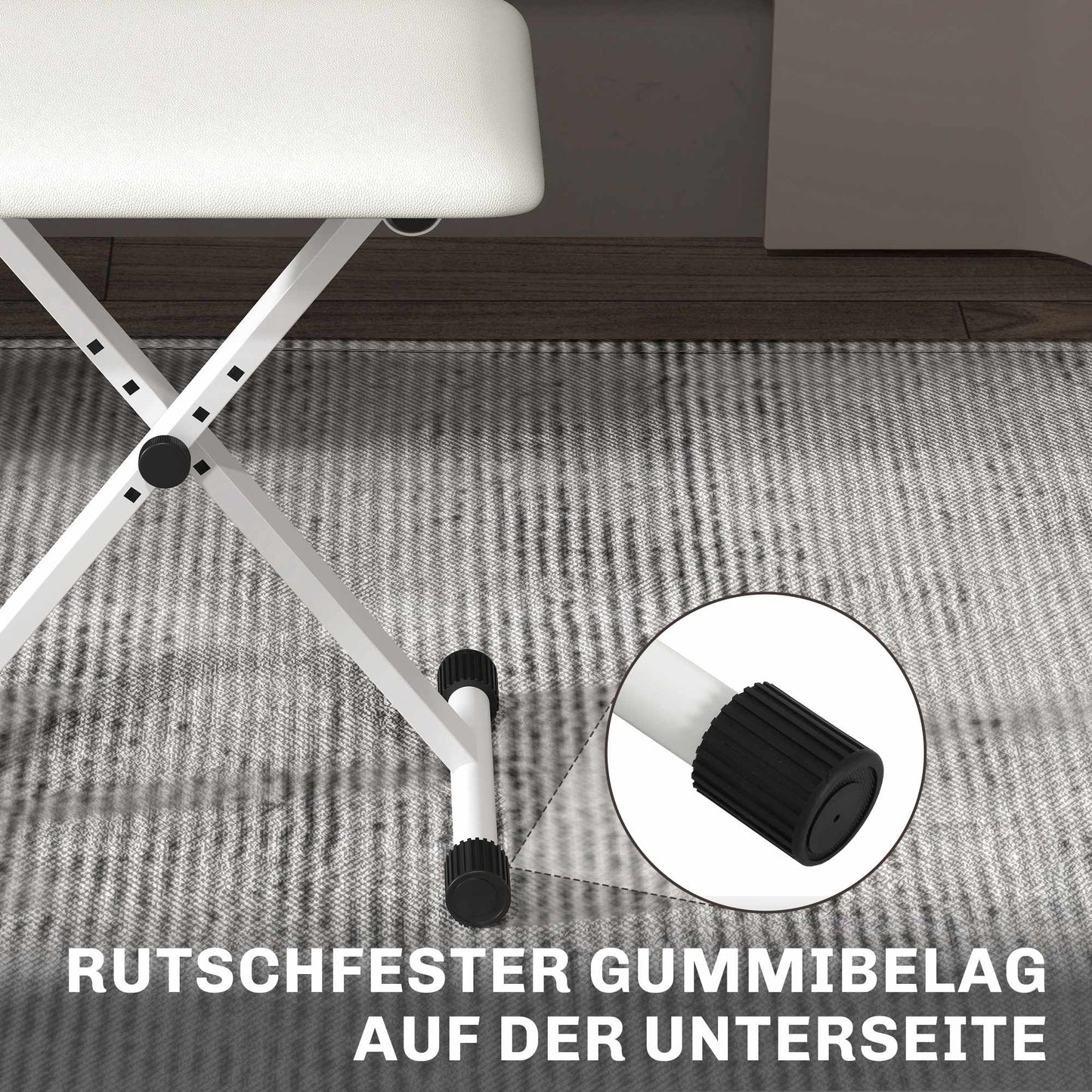 Adjustable Folding X-Frame Piano Bench with Faux Leather Cushion