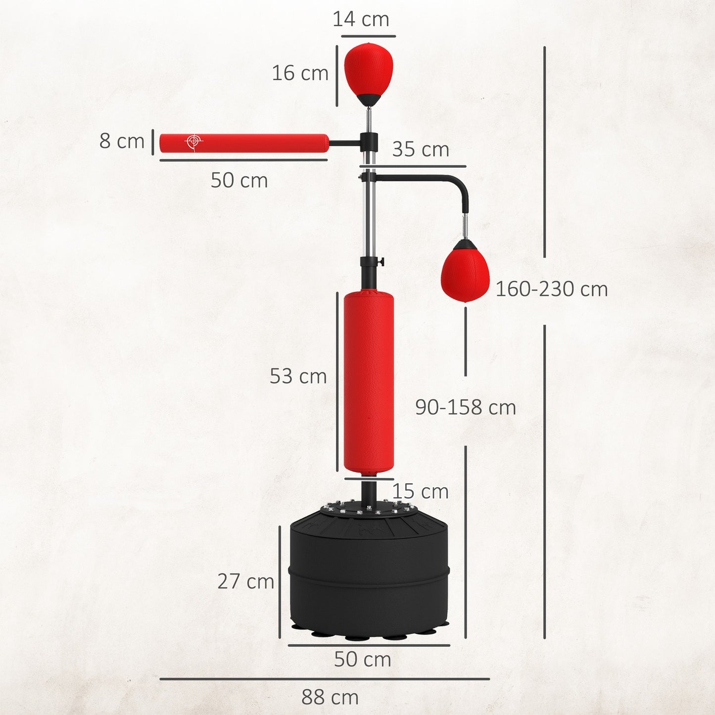 Adjustable Freestanding Punching Bag Stand, 160-230 cm