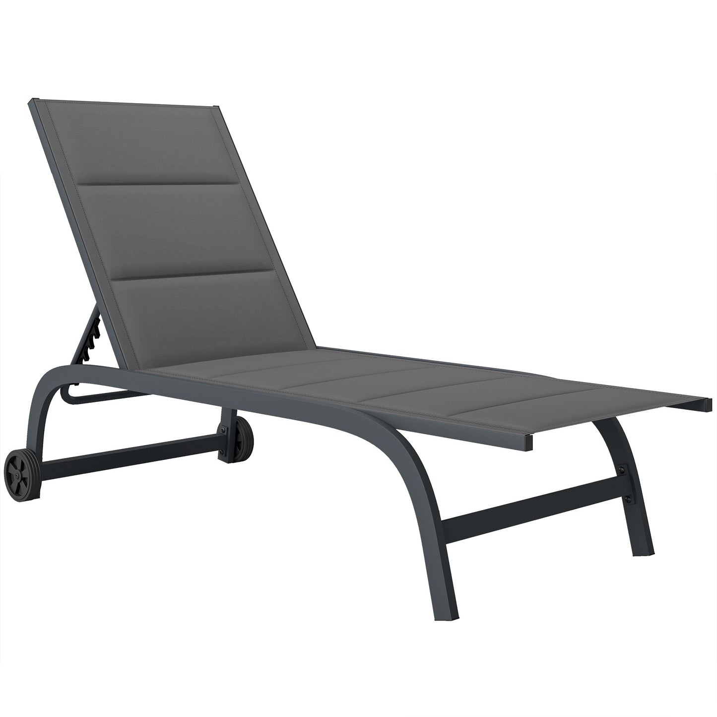 Adjustable Garden Sun Lounger, Breathable Mesh, Dark Grey