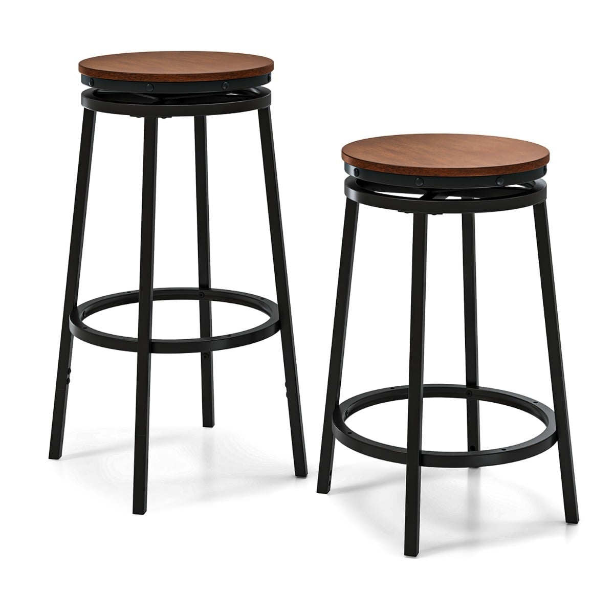 Adjustable Height Bar Stools, Set of 2 – 360 Swivel