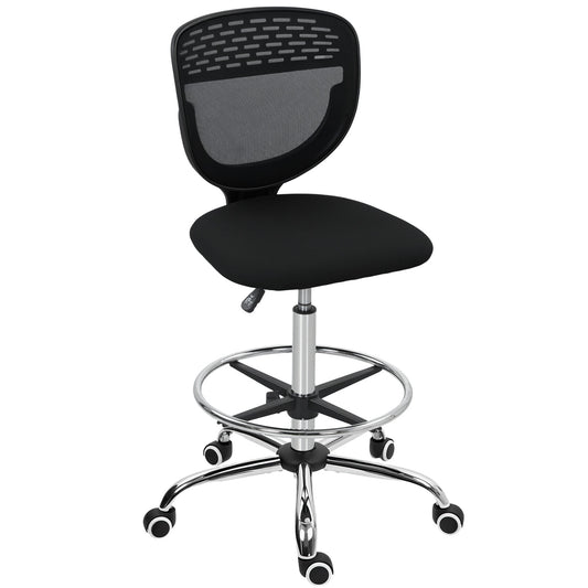 Adjustable Height Office Chair – Black, Padded, No Arms