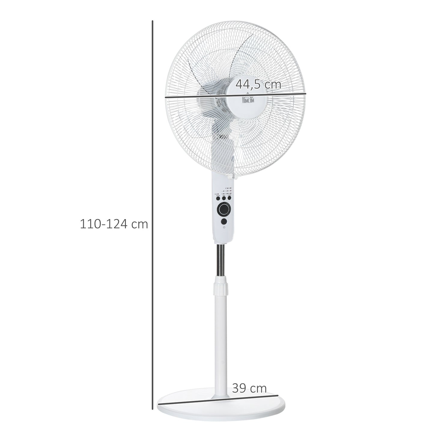 Adjustable Height Stand Fan with Remote, 3 Speeds, White