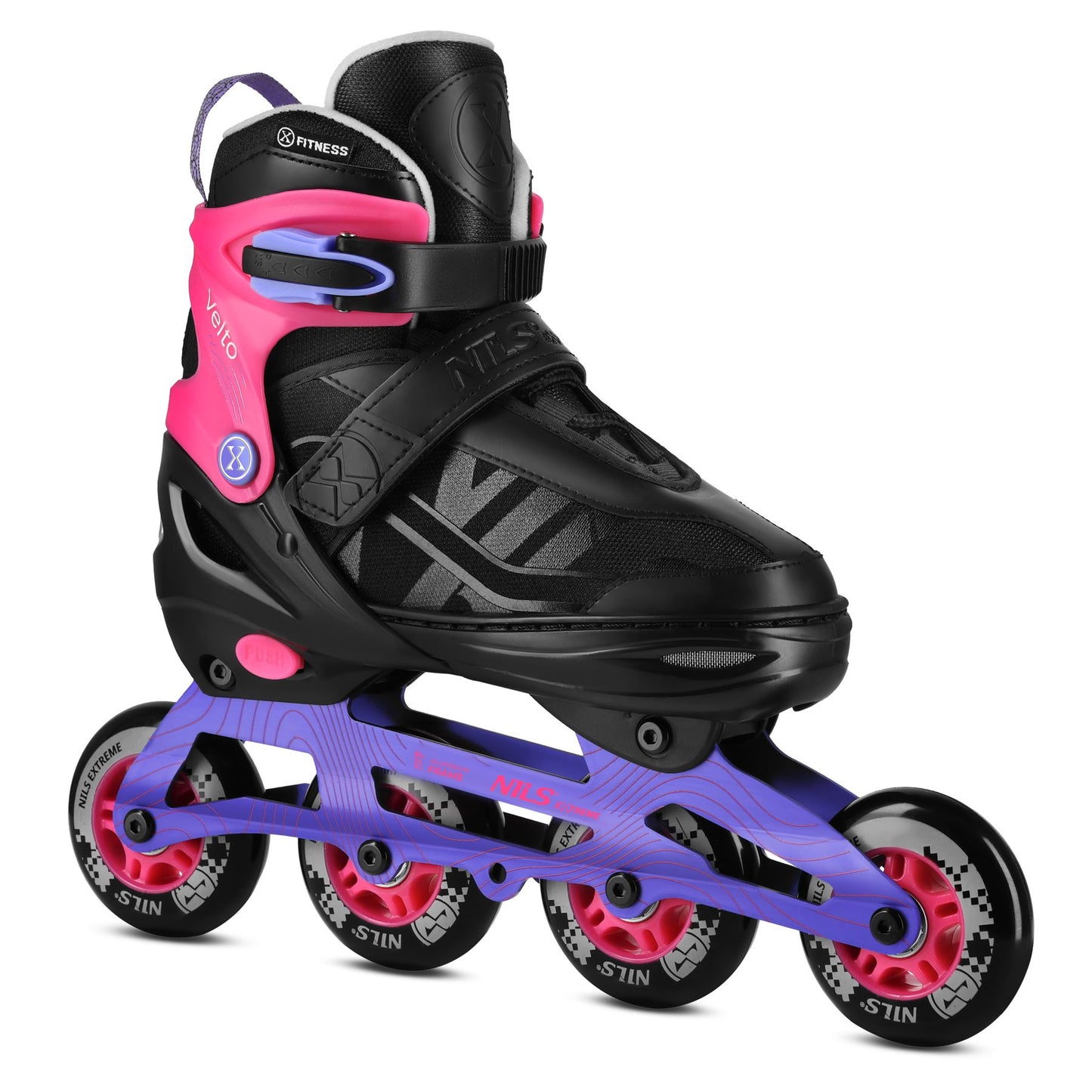 Adjustable Inline Skates, Pink, Size L 39-42, ABEC 7