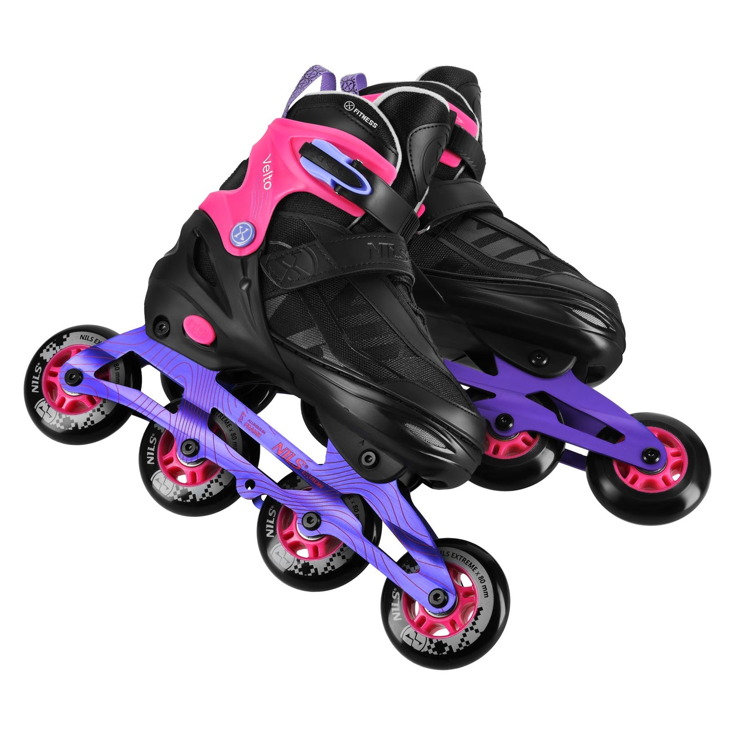Adjustable Inline Skates, Pink, Size L 39-42, ABEC 7