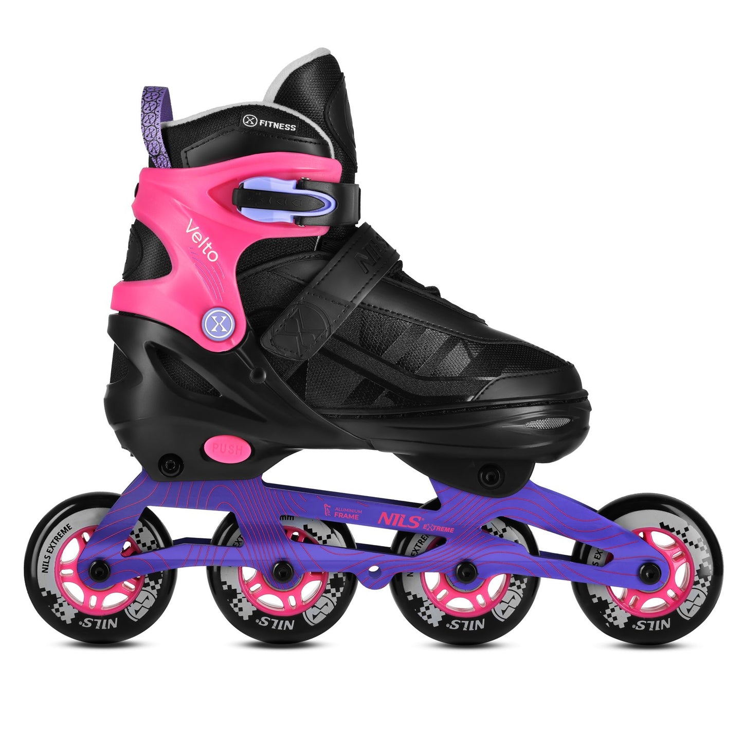 Adjustable Inline Skates, Pink, Size L 39-42, ABEC 7